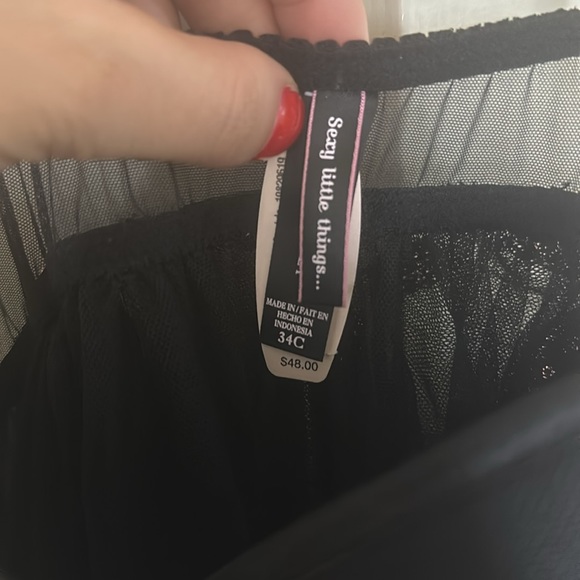 NWT Victoria Secrret sexy lingerie black with pink sparkly sequence 34C - Picture 5 of 7